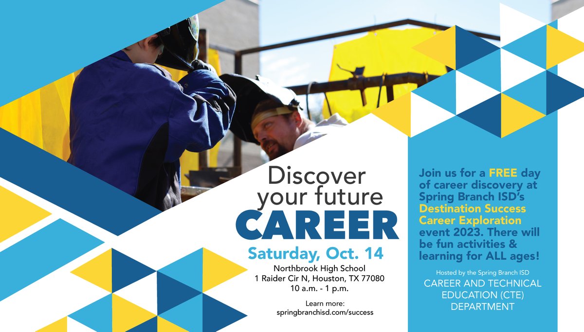 The Destination Success Career Exploration event is for ALL students! Join <a href="/cte_sbisd/">CTE_SBISD</a> on Oct. 14 for hands-on learning, a petting zoo, Wheel of Fortune and more! We hope to see you there! 📲 springbranchisd.com/success