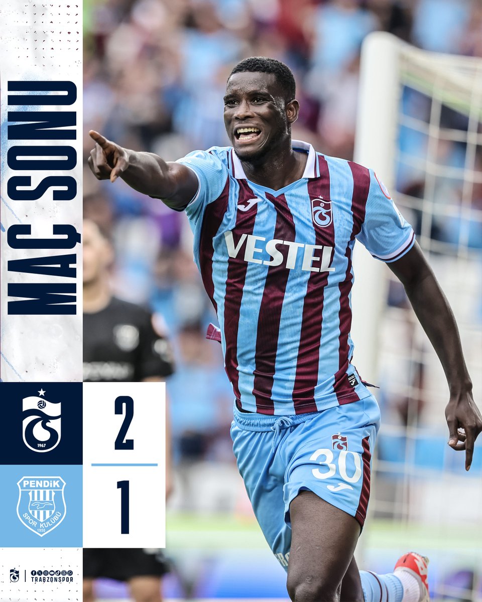 Trabzonspor's tweet photo. ⏱ 90' Karşılaşma sona erdi.

Trabzonspor 2-1 Pendikspor #TSvPS https://t.co/0JLjJD8CNV