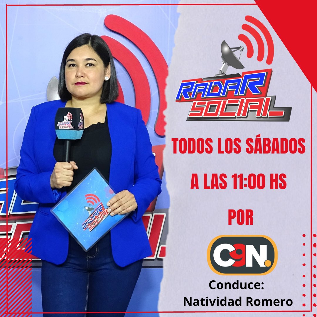 C9NParaguay's tweet photo. 📌 Todos los sábados @RadarSocial_TV a las 11 hs. por #C9N con la conducción de @natiromeropy con informaciones del sector empresarial y cooperativo. 🤝

¡Acompañanos! https://t.co/dHWqCGouQx