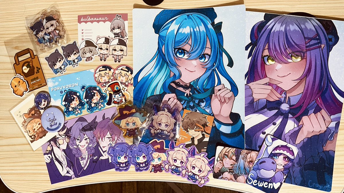 soapao_'s tweet photo. CosMania 2023 Merch Haul >:3
Spent just as much as CosCarni aka I’m broke ;w;
Thank you @Cr4ymer for the prints! And thank you too Ate @bulbaasaur for the Kohane sticker 💕 https://t.co/Q1sMcF54Vz