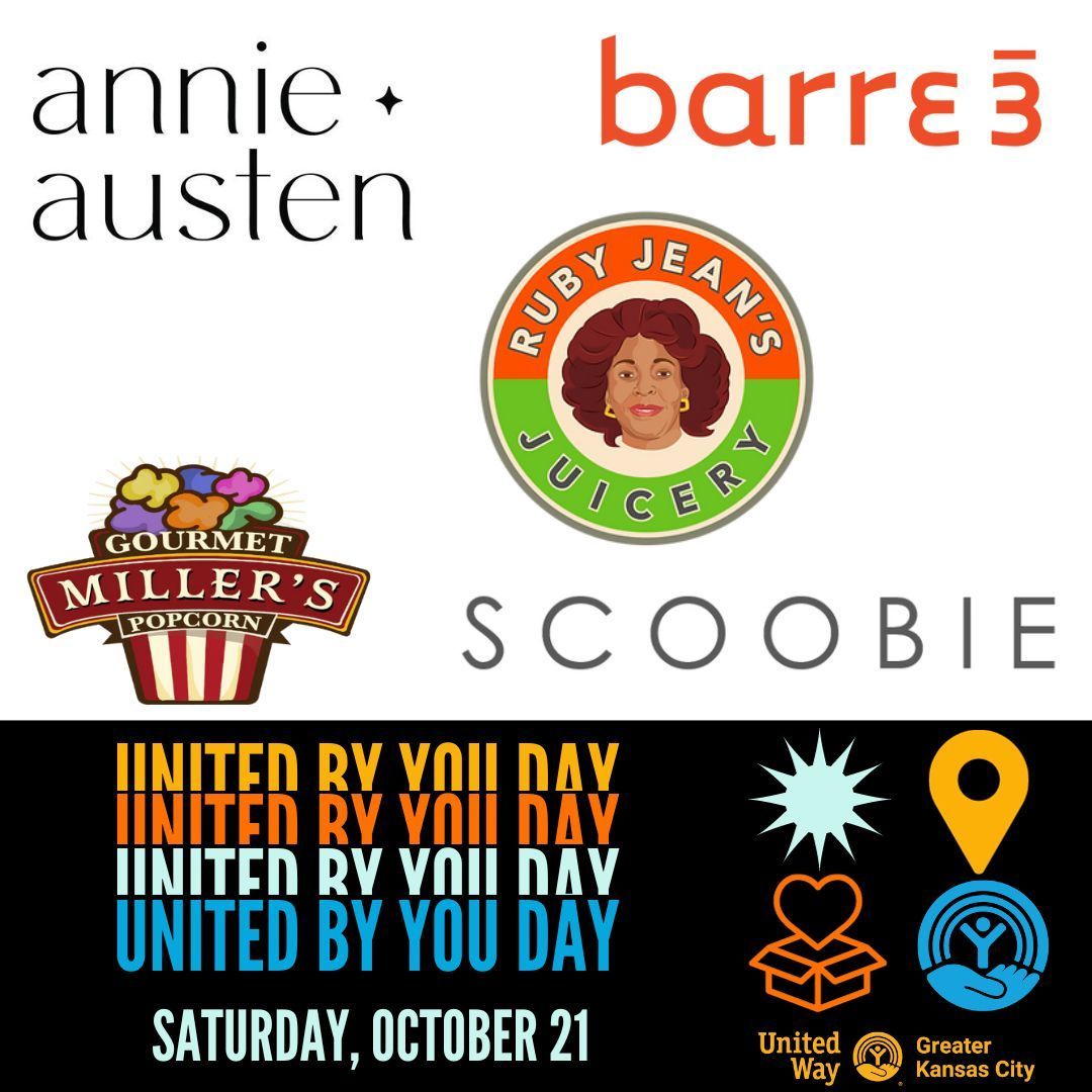 UnitedWayGKC's tweet image. We&apos;re thrilled to unveil more local businesses that are participating in 𝐔𝐍𝐈𝐓𝐄𝐃 𝐁𝐘 𝐘𝐎𝐔 𝐃𝐀𝐘 on Saturday, October 21! Thank you to Barre3, Annie Austen-Zona Rosa, @MillersPopcorn, Scoobie &amp;amp; @RubyJeansJuice for joining our mission. (1 of 3)