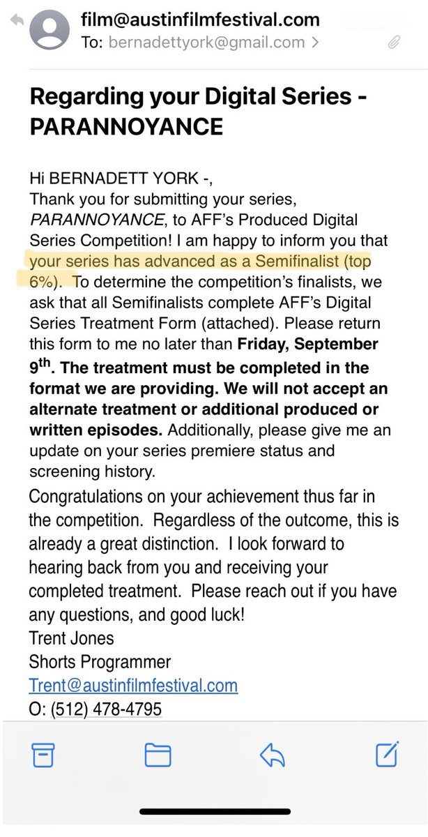 Gonna make a t-shirt: “I ❤️ AFF”Grateful to be a #secondrounder for my feature screenplay AND a #semifinalist for my self-produced tv pilot 🎥🎬 DM to request my award-winning portfolio👩🏼‍💻🌈 #ontheverge #austinfilmfestival #AFF30 #Roadmapwriters #Stowestorylabs