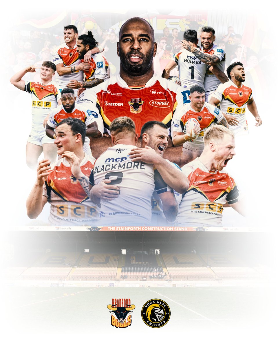 OfficialBullsRL's tweet photo. 👊 | GAMEDAY - it's do or die!

🆚 | @YorkRLFC 
🕡 | 6:30pm
🏟️ | Odsal Stadium
📺 | @ViaplaySportsUK 

#BackTheBulls https://t.co/fUd6aTkwKu