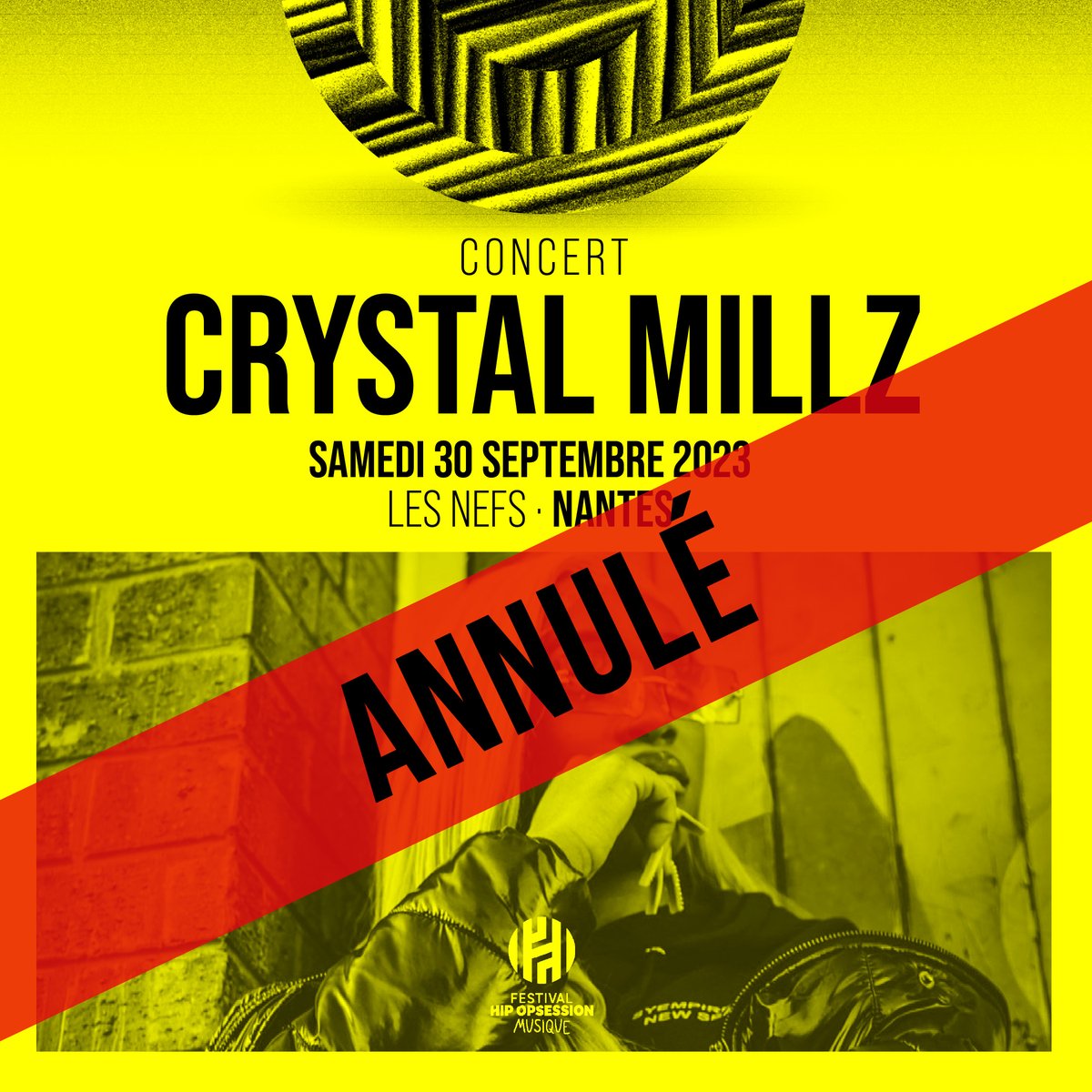 ANNONCE : CONCERT DE CRYSTAL MILLZ ANNULÉ 

Le programme des concerts sous les Nefs va donc un  peu évoluer :
- Les portes ouvrent toujours à 20h15
- Le concert de <a href="/SIZAYE_/">SIZAYE</a>  débutera à 21h15 au lieu de 20h45 et se terminera à 22h15

Nous sommes désolé.e.s de ce contretemps !