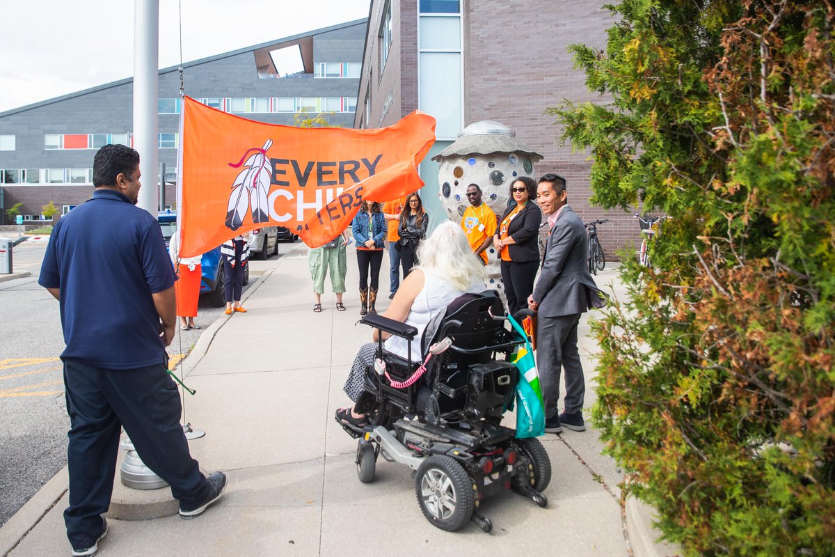 We raised the Every Child Matters flag in solidarity with Indigenous communities across Canada in recognizing the significance of Sep 30. Our responsibility is to acknowledge past injustices and commit to a future of truth, reconciliation and healing. bit.ly/45dYHC2