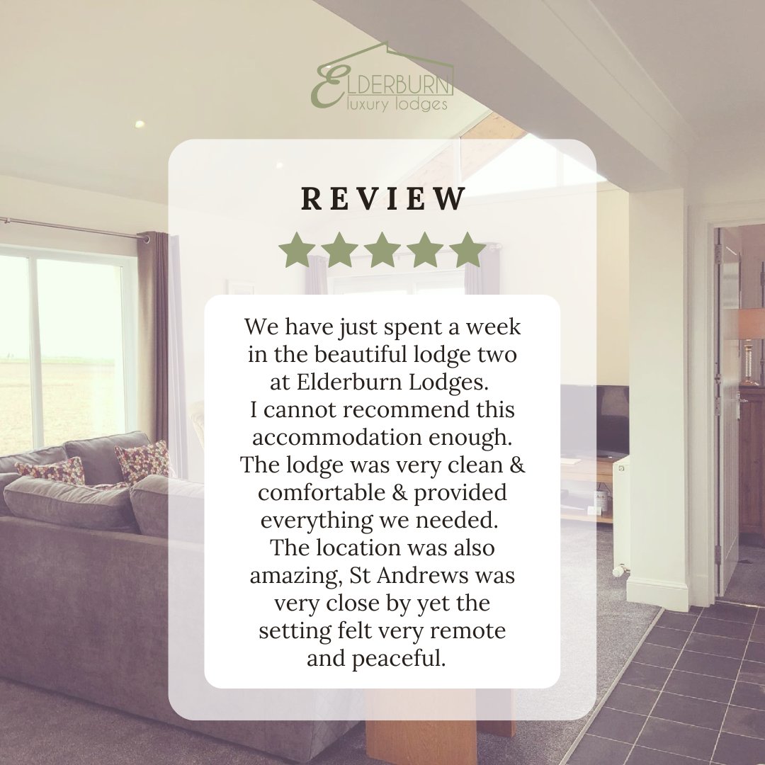 Thank you to our amazing guest for leaving a TripAdvisor review as fantastic as their stay at Elderburn Lodges! 🌿 
🏴󠁧󠁢󠁳󠁣󠁴󠁿  Book your stay at Elderburn Lodges at elderburnlodges.co.uk