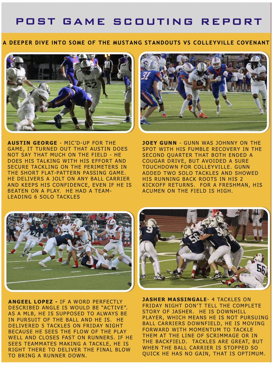 Four other Mustang Players who really shined in the loss to Colleyville Covenant.  Here is Austin George, Joey Gunn, Angel Lopez and Jasher Massingale.  Something to build on!  <a href="/JoeyGunnn/">Joey Gunn</a> <a href="/austinrgeorge_/">Austin George</a>