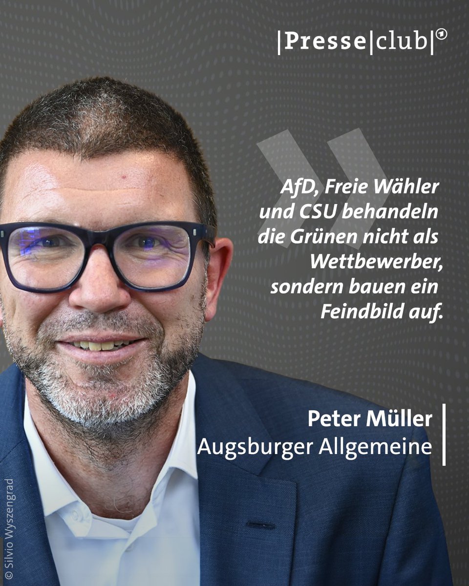 ARD_Presseclub's tweet photo. Peter Müller von der Augsburger Allgemeinen kritisiert den rauen Ton beim Wahlkampf in Bayern. Brauchen wir einen besseren demokratischen Umgang? #presseclub https://t.co/pMQmC0mKoW