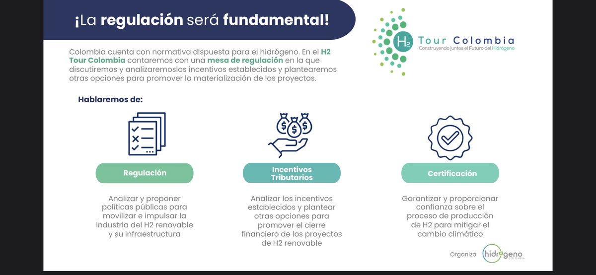 asoh2colombia's tweet photo. 🔊 3 octubre no te pierdas lanzamiento #H2TourColombia! iniciativa que construirá el ecosistema del #Hidrógeno desde las #regiones de nuestro país!  🥁 

Entre 2023-2024 estaremos en #Caribe, #Andina y #Pacífica 🌳 con 4 mesas de trabajo. Acompáñanos 🚀 

+ info aquí 👇 https://t.co/EuZsxhwzL4