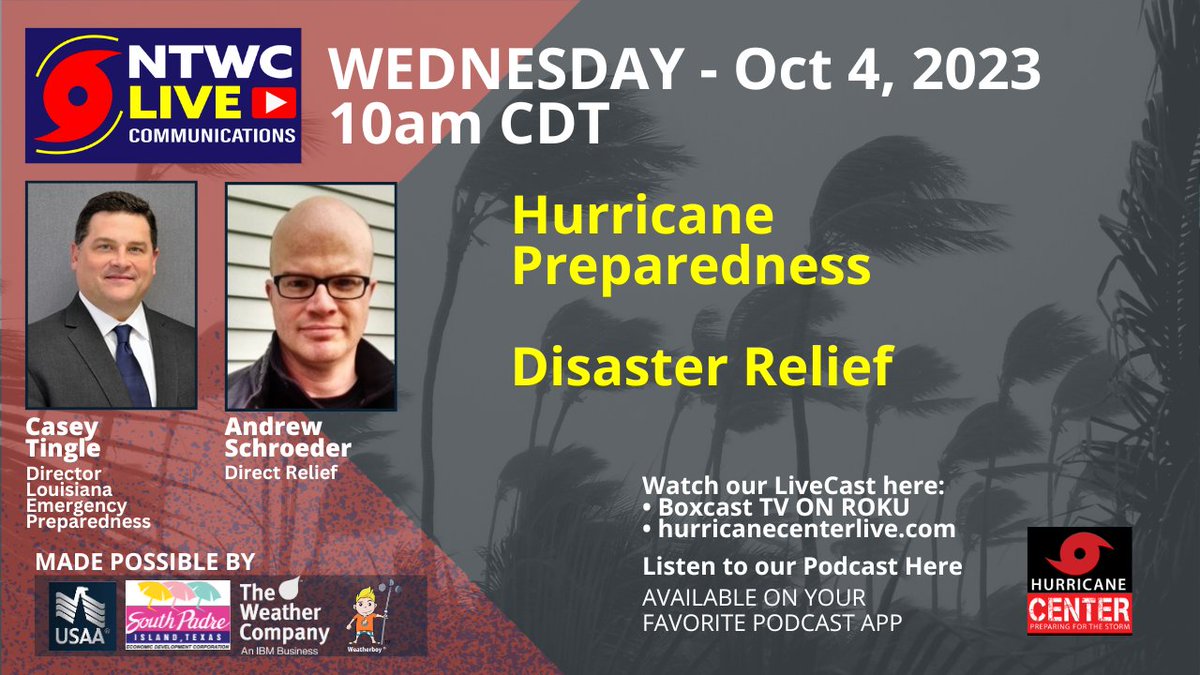 How Louisiana gets prepared for hurricanes. Why Andrew Schroeder is focused on getting relief to those who need it most.  <a href="/USAA/">USAA</a> @VisitSouthPadre <a href="/weathercompany/">Forecaster</a> <a href="/theWeatherboy/">the Weatherboy</a> #Hurricane Watch here: bit.ly/HurricaneCente… Subscribe here: bit.ly/NTWCLive