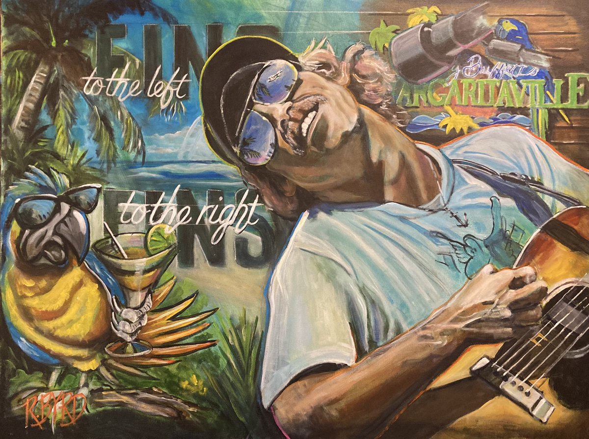 michael87308558's tweet photo. Just finished my latest piece.  Titled “Parrot Head”. A tribute to Jimmy Buffett.  It’s available.  30”x40” Acrylic on canvas.  Perfect addition to your Margaritaville shrine.  Contact me for details. https://t.co/QK6RCKQeJg
