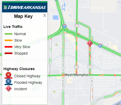 IDriveArkansas's tweet photo. Crittenden Co:  (UPDATE)  Structure fire reported on State Highway 191 approximately .2 miles south of I-40 near West Memphis. Lanes blocked at this time: (All)  Reported by: ARDOT.  Monitor https://t.co/cV0NdpEKer for the latest information. #ARtraffic #NEAtraffic #ARnew https://t.co/2IqVd0FQnC