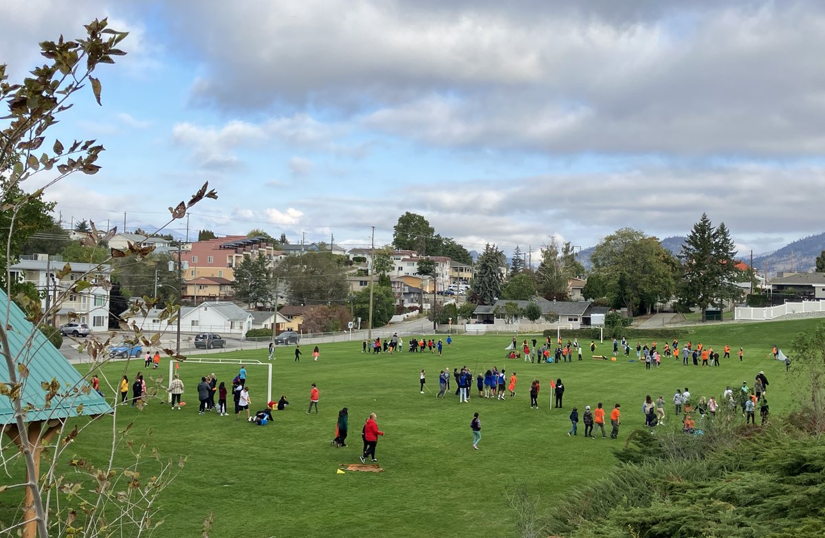 #orangeshirtday &amp; Nat. Day for #TruthAndReconciliation in #sd53. #Osoyoos &amp; @SSimilkameen community give thanks to Indigenous Ed Advocate, Katelyn for organizing us in #CallsToAction with, #Indigenousgames &amp; buddy classes: story-arts-crafts  #bced #sd53 #edleaders #k12education