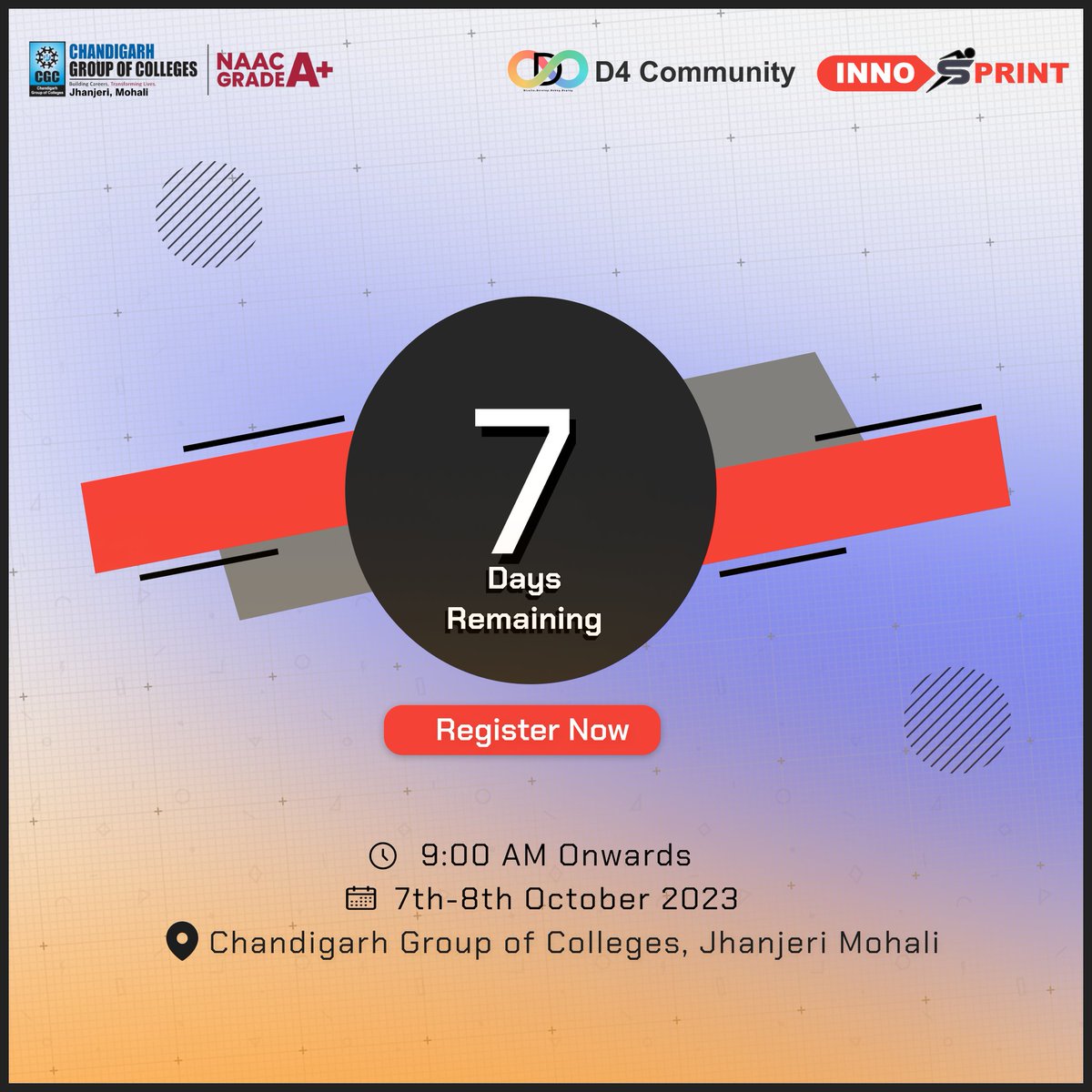 D4Community's tweet photo. In just 7 days, I'll be diving headfirst into a thrilling InnoSprint challenge!
Register ASAP
https://t.co/E1eGj092Xs
#Innosprint #Innovation #teamd4 #CountdownBegins https://t.co/V5p38fub7O