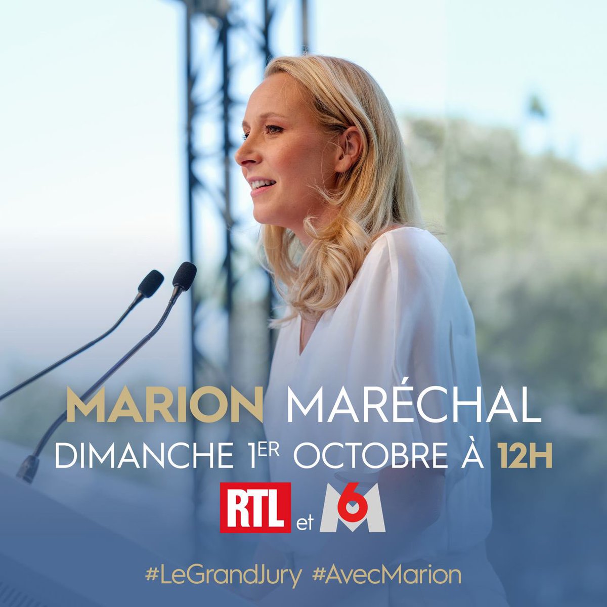 Retrouvons-nous ce dimanche 1er octobre à midi dans #LeGrandJury sur RTL et M6. À demain ! 👋
#AvecMarion