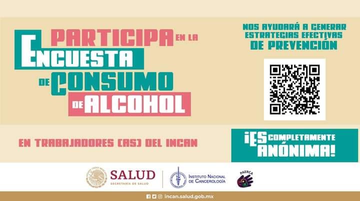 PSICOONCOLOGIA1's tweet photo. Si eres trabajador (a) del INCan, participa en la Encuesta de Consumo de Alcohol, nos ayudará a generar estrategias efectivas de prevención. ¡Es completamente anónima! Da clic en el enlace > https://t.co/3eEEBBFCXe https://t.co/xPNnA1ZbUT