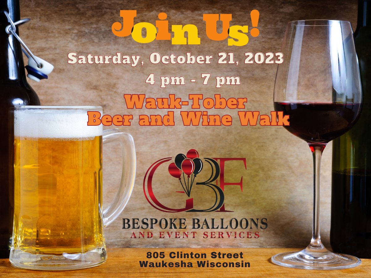 YourGBFevent's tweet photo. Get ready for smiles &amp; celebration at #WaukTober with GBF Bespoke Balloons! 🎈 Join the fun at Downtown Waukesha. Details here: [https://t.co/PJYBqfHJQa] #DowntownWaukesha #GBFBespokeBalloons #WisconsinWine #Wisconsinlife #Beer #Wisconsinbeer #Fallinwisconsin https://t.co/oBg826vEIS