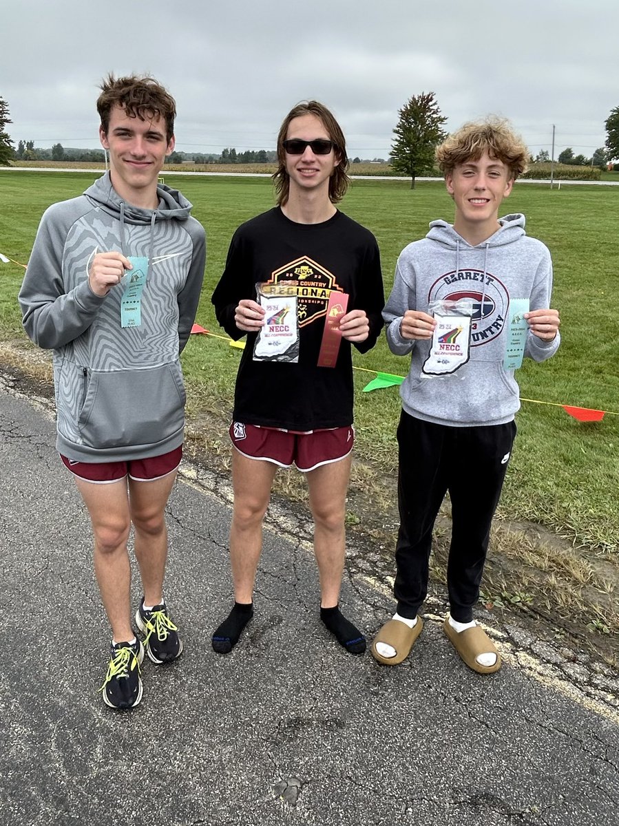 JimPetre1's tweet photo. Garrett Boys XC team places 3rd at NECC Conference Meet led by Aiden Boltz in 22nd Honorable Mention, and All Conference Gavin Weller 8th and Carter Coffman 14th https://t.co/UsoetwWpTg