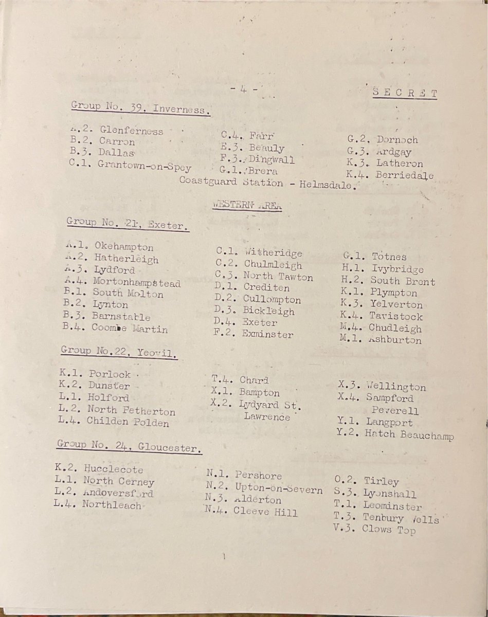 NIBunker's tweet photo. During WWII roughly 300 Observer Corps Post were designated ‘GRANITE’ and equipped with flares. Their role was to warn aircraft in hilly or mountainous locations if they were flying too low. The location of the chosen posts had been lost to time… until now… I found the complete list. First 2 pages shown.