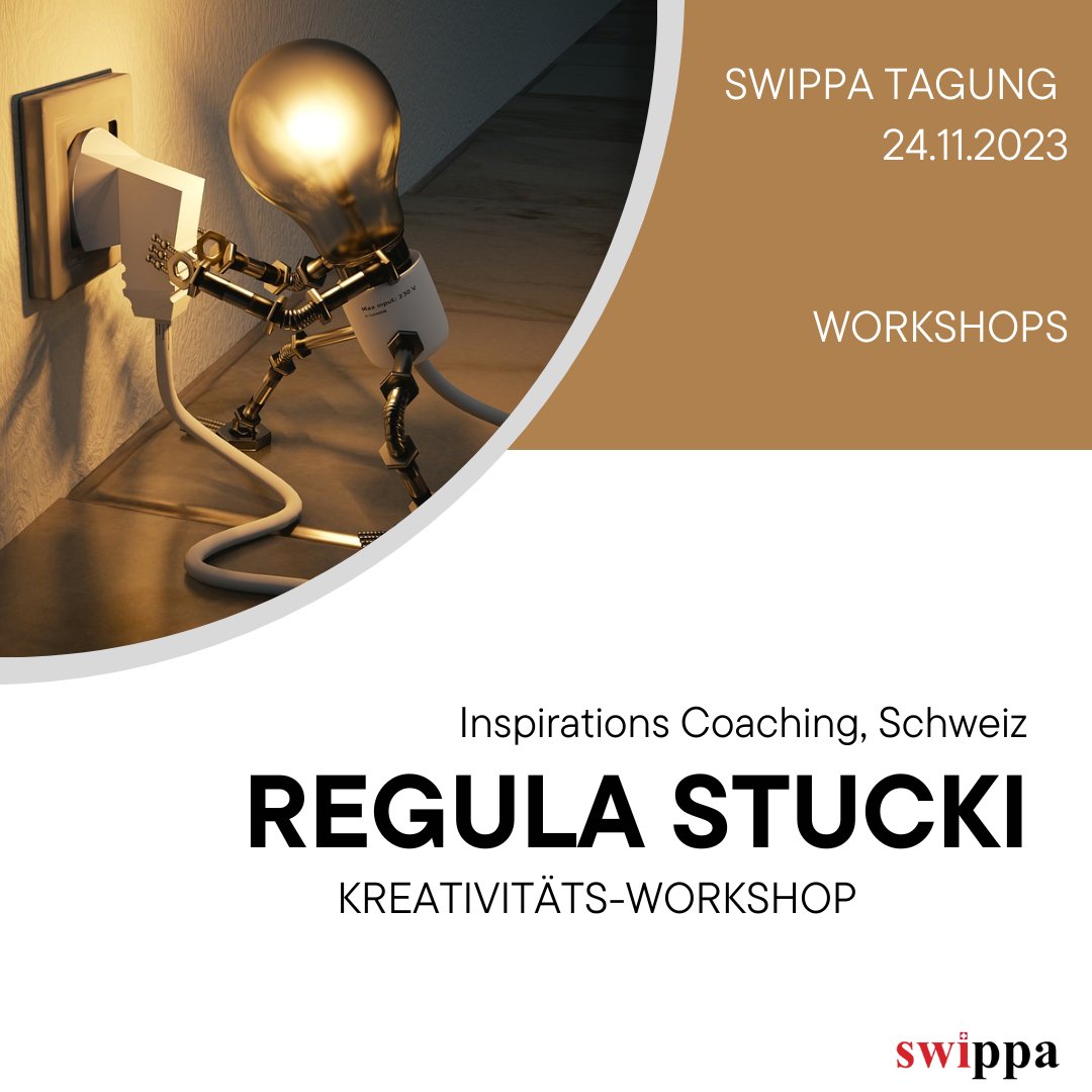 SWIPPA FACHTAGUNG 2023
🎨 Lassen Sie Ihre kreativen Funken sprühen! 🎨
Regula Stucki ist die Expertin für Kreativität und Verspieltheit! In ihrem Workshop lernen Sie, wie Sie Ihre kreativen Potenziale entfesseln können.