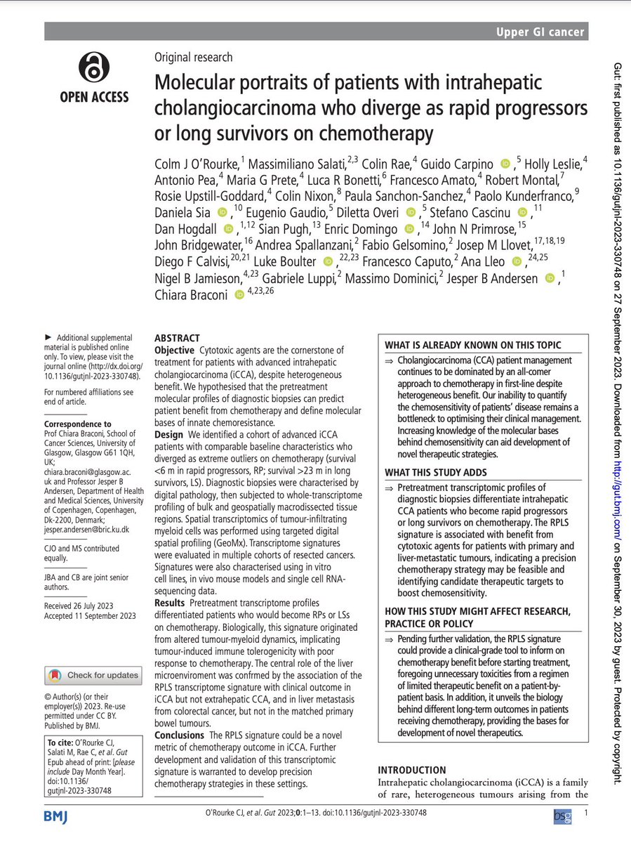 nigeljamieson's tweet image. Check out 🔻🔻
#cholangiocarcinoma Paper from @chiarabraconi @ColmJJORourke
gut.bmj.com/content/early/…
Well done @LabSpatialNBJ for #spatialtranscriptomic component
@Gut_BMJ @grisurgery @nanostringtech @UofGMVLS @UofGCancerSci