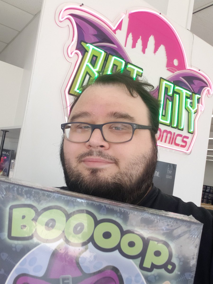 Checked out the grand opening of Bat City Comics &amp; Games, right next door to me! Awesome having another flgs and one so close. Great location, lots of natural light, and had to pick up a game. Turns out I was the first purchase, so the official first game sold here was Booooop!