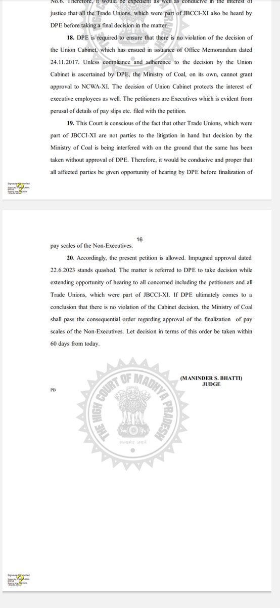 rvpratap72's tweet photo. H'ble Jabalpur HC on 29.08.23 quashed approval of NCWA-11  by 
@CoalMinistry
 which was in violation of Cabinet OM dt.24.11.17 causing ₹12000Cr of public money siphoned. 
@DPE_GoI

#Hear_Petitioner_Within_60_Days_But_No_Hearing_Given_Yet 
@CoalIndiaHQ

@PMOIndia

@FinMinIndia https://t.co/6fd408KxJ0