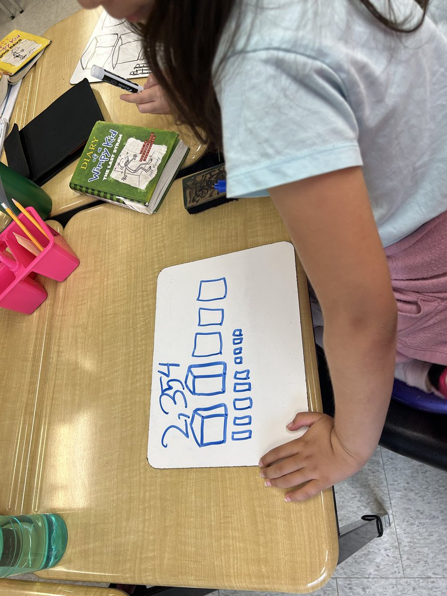 Math is always more fun on a whiteboard 😜4/5 is exploring Place Value this week. How many ways can we represent numbers? #iteachmath