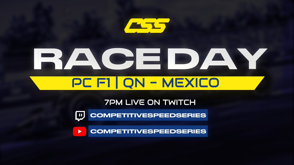 Competitive Speed Series (@competitivessf1) on Twitter photo RACE DAY | PC F1 Qualifying Night
We go again tonight for the final QN which is PC!
11 teams signed up, 10 will qualify. Who will get knocked out?
Join us from 7pm UK!
🎙️: <a href="/Frostbreath111/">Frostbreath/Rob</a>
Stream: twitch.tv/competitivespe… RACE DAY | PC F1 Qualifying Night
We go again tonight for the final QN which is PC!
11 teams signed up, 10 will qualify. Who will get knocked out?
Join us from 7pm UK!
🎙️: <a href="/Frostbreath111/">Frostbreath/Rob</a>
Stream: twitch.tv/competitivespe…