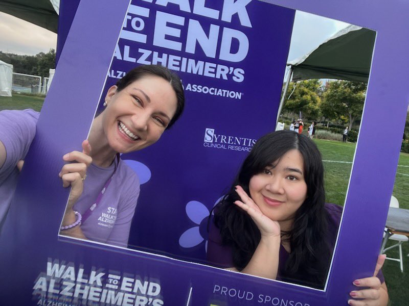 Syrentis1's tweet photo. It's a beautiful day here at the Walk to End Alzheimer's. 💜 Come join us in the fight to end Alzheimer's! 💜 We are the Sendero Field in Mission Viejo. We hope to see you. #SyrentisClinicalResearch #Walk2EndAlz #FightAgainstAlzheimers #StopALZ https://t.co/PESVGOXKYh