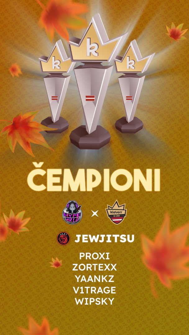 esportaliga's tweet image. Jewjitsuuu!!! 🏆
Par B rudens līgas čempioniem kļūst:
- 🇱🇻yaankz
- 🇱🇻Zortexx
- 🇱🇻WIPSKY
- 🇱🇻yaankz
- 🇱🇻v1trage
✅€500
✅rezervēta vieta Virslīgas 1. sezonā