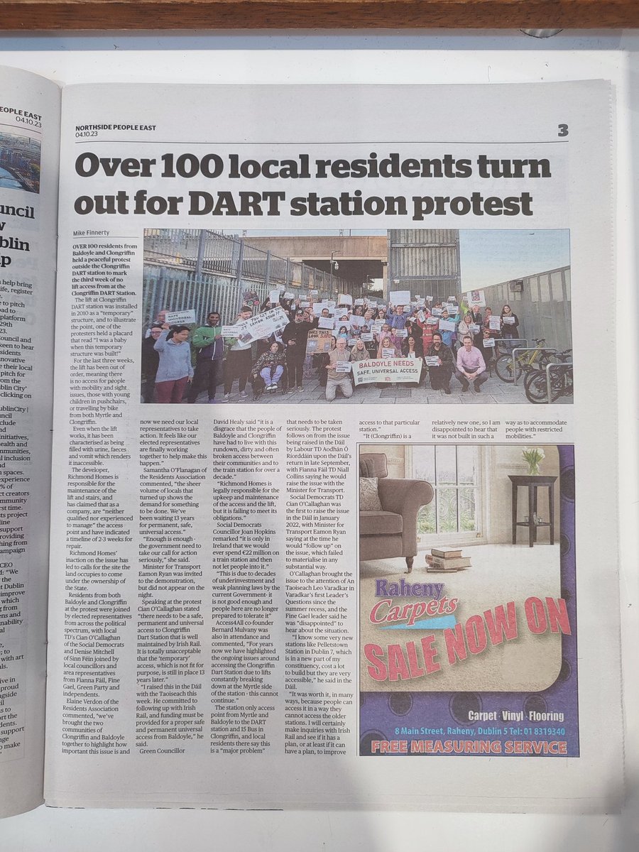 MyrtleTheCoast's tweet photo. Thank you @dublinpeople for the full page feature in this week's Northside People! It's amazing to see our protest get so much press coverage. We've been given commitments from every party involved that they will work towards pushing something to be done, it's time to see action! https://t.co/iFo0htRleO