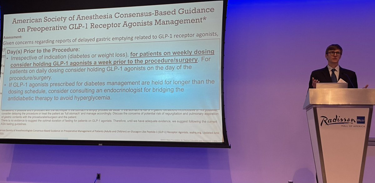 🔥 hot topic: how do we manage our patients on GLP-1 agonists?

<a href="/wbbeam85/">Brian Beam</a> reviewing <a href="/ASALifeline/">ASA®</a> guidance and what we know so far

More research needed on this!

<a href="/MSAphysicians/">MN Anesthesiologists</a> <a href="/MayoAnesthesia/">Mayo Clinic Department of Anesthesiology</a> <a href="/MayoAnesRes/">MayoAnesthesiaResMN</a> <a href="/sher_pai/">Sher-Lu Pai, MD, FASA, SAMBA-F</a> <a href="/emilysharpe/">Emily Sharpe, MD, FASA</a> <a href="/rljohnsonmd/">RLJohnson</a>