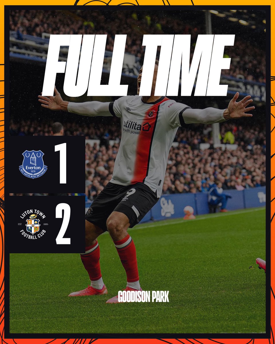 wearelutontown's tweet photo. FT:EVERTON 1-2 LUTON TOWN 

YESSSSS!!! LET’S GO!! https://t.co/Olhp7eiu7J