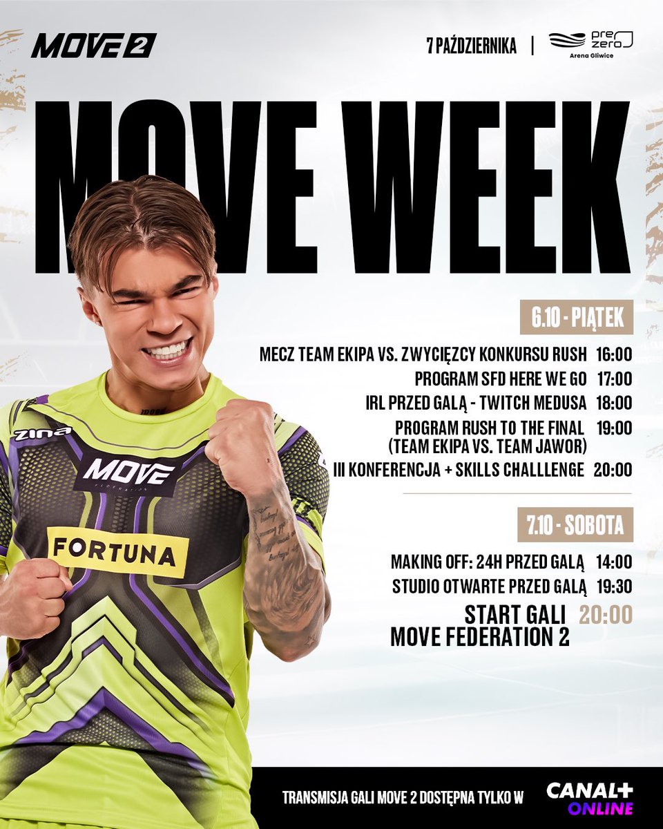 movefederation's tweet image. WJEŻDŻAMY NA OSTRO! 🧨🔥

Do gali Move 2 został zaledwie TYDZIEŃ! 🔥 Zachęcamy do spędzenia go z nami - nasz rozkład jazdy mówi, że będzie warto! 👀

#movefederation