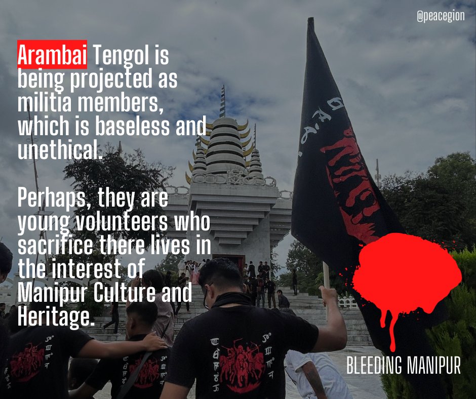 Peacegion's tweet photo. #𝗔𝗿𝗮𝗺𝗯𝗮𝗶 𝗮𝗿𝗲 𝘆𝗼𝘂𝗻𝗴 𝘃𝗼𝗹𝘂𝗻𝘁𝗲𝗲𝗿𝘀 𝘄𝗵𝗼 𝘀𝗮𝗰𝗿𝗶𝗳𝗶𝗰𝗲 𝘁𝗵𝗲𝗿𝗲 𝗹𝗶𝘃𝗲𝘀 𝗶𝗻 𝘁𝗵𝗲 𝗶𝗻𝘁𝗲𝗿𝗲𝘀𝘁 𝗼𝗳 𝗠𝗮𝗻𝗶𝗽𝘂𝗿 𝗖𝘂𝗹𝘁𝘂𝗿𝗲 𝗮𝗻𝗱 𝗛𝗲𝗿𝗶𝘁𝗮𝗴𝗲.

#Arambai4SaferManipur #ArambaiForPeaceNJustice   #ArambaiAgainstKukiAtrocities https://t.co/Qz7PXOGbKk