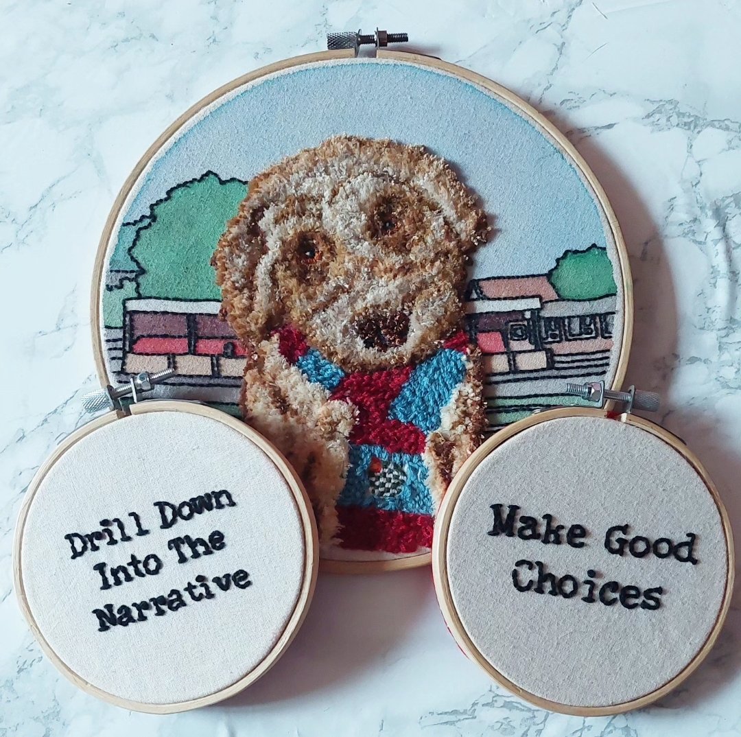 NCCbyKimberley's tweet photo. I don't just make colouring books ya know. I spent most of the week before last making this cutie 🥰. #Embroidery #NeedlePunch #HandMade #CheshamFC #Doggo https://t.co/sf5mxA27KH