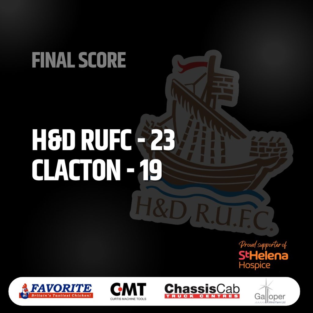 📢 𝗙𝘂𝗹𝗹 𝗧𝗶𝗺𝗲 𝗥𝗲𝘀𝘂𝗹𝘁 - A last minute try from Josh Leeks earns H&amp;D a bonus point win.

▪️Family ▫️Community ▪️Respect ▫️Teamwork ▪️Enjoyment ▫️Discipline ▪️Sportsmanship