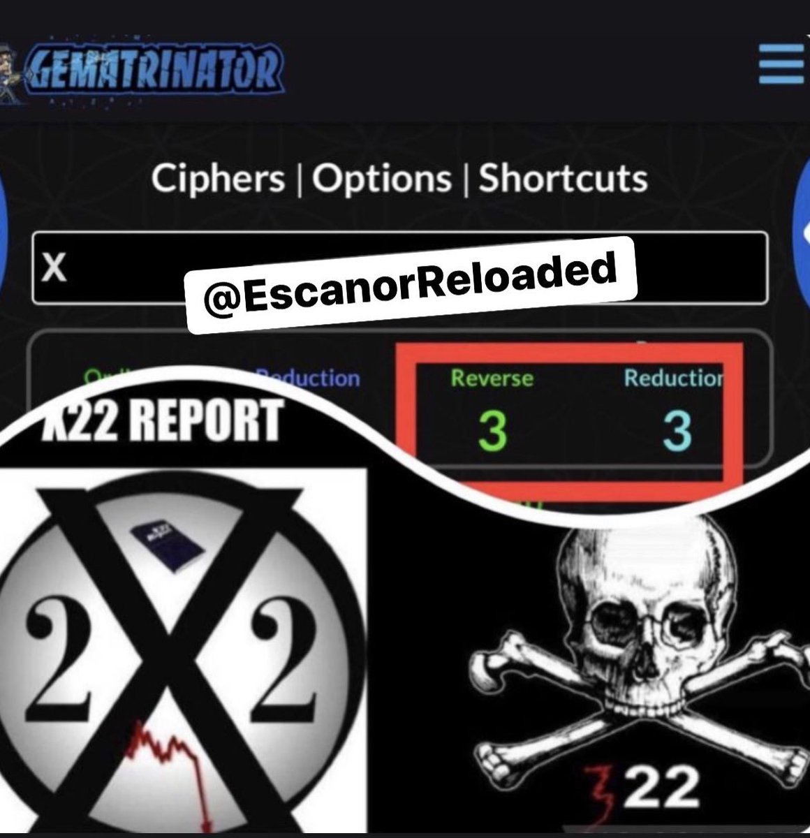 🏴‍☠️X22 Report or Skull &amp; Bones Report?🏴‍☠️

X = 3 ~ 322 Report
322 = Skull and Bones
Under the “X” is a hidden bloody “3”
Is all this a coincidence?

They are ALL deceivers. Careful who you follow.