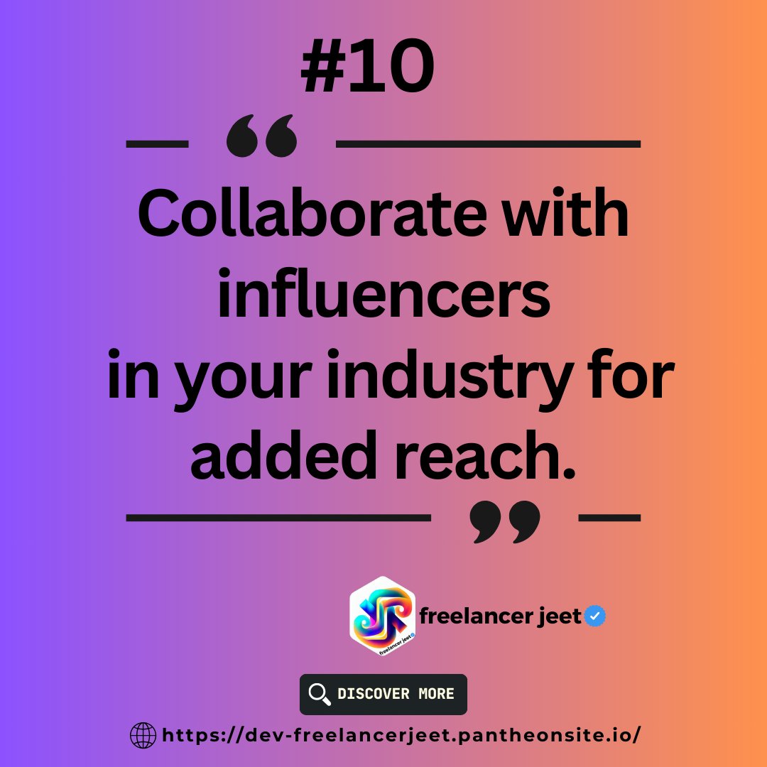 10 out of 100
.
.
#InfluencerCollaboration
#IndustryInfluencers
#CollaborativeMarketing
#InfluenceMarketing
#ReachExpansion
#InfluencerPartnerships
#IndustryExperts
#InfluencerAlliance
#InfluencerNetwork
#StrategicCollaboration
#MaximizeReach
#CrossPromotion
#DigitalInfluencers