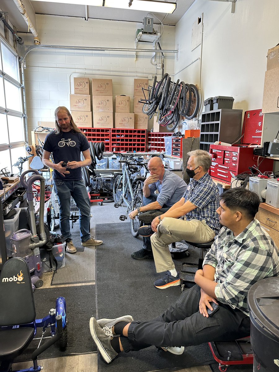 youthenroute's tweet photo. Had the privilege of doing a PD session at @CPKidsandFamily with Carol and Matt this week. Our Cyclists in Residence - Rob, Stuart and John learned about fitting adaptive bikes. Special thanks to @thealexscoop for helping with a case study. #yyc #yyckids Funding: @CTJumpstart https://t.co/p9PIzTlGI6