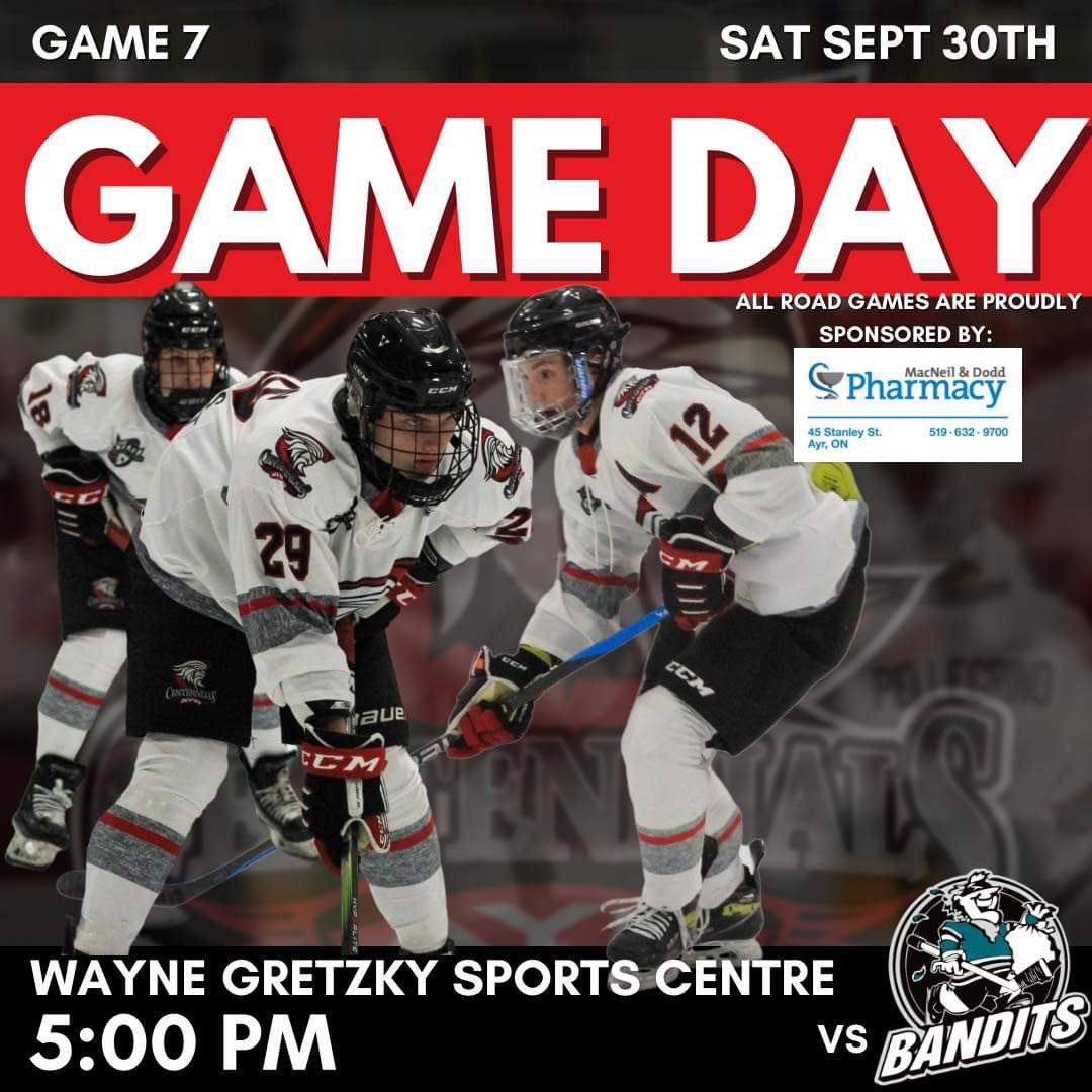 4_cens's tweet photo. π¨Back on the Road π¨
The @AyrCentennials are back on the road today for their 2nd Road trip game of the weekend.
Head to the Wayne Gretzky Centre and watch our Cens take on the @BanditHockey at 5 pm .
Go Cens Go !!
@GOJHL
#ayrcentennials #censnation #gocensgo #GOJHL https://t.co/qSzAyewXKg