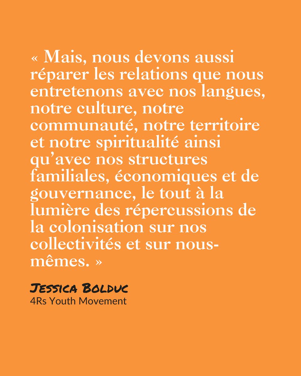 Que veut dire la réconciliation pour les jeunes autochtones aujourd'hui? 🟠#JournéeNationaleVéritéetRéconciliation Dans le cadre de Raccords #13, notre publication numérique, nous nous sommes entretenus avec Jessica Bolduc, directrice générale de @4rsYouth.