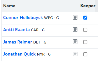 _MikeNorman's tweet photo. @Beebsbondy Disregard the lackluster roster. 5 keepers, 1G &amp; 1D. I did the easy "pick the top-ranked", would you do any different? I can't imagine keeping Nurse over any others. #helpme #fantasyhockey #dfo https://t.co/mVHJbswfuw