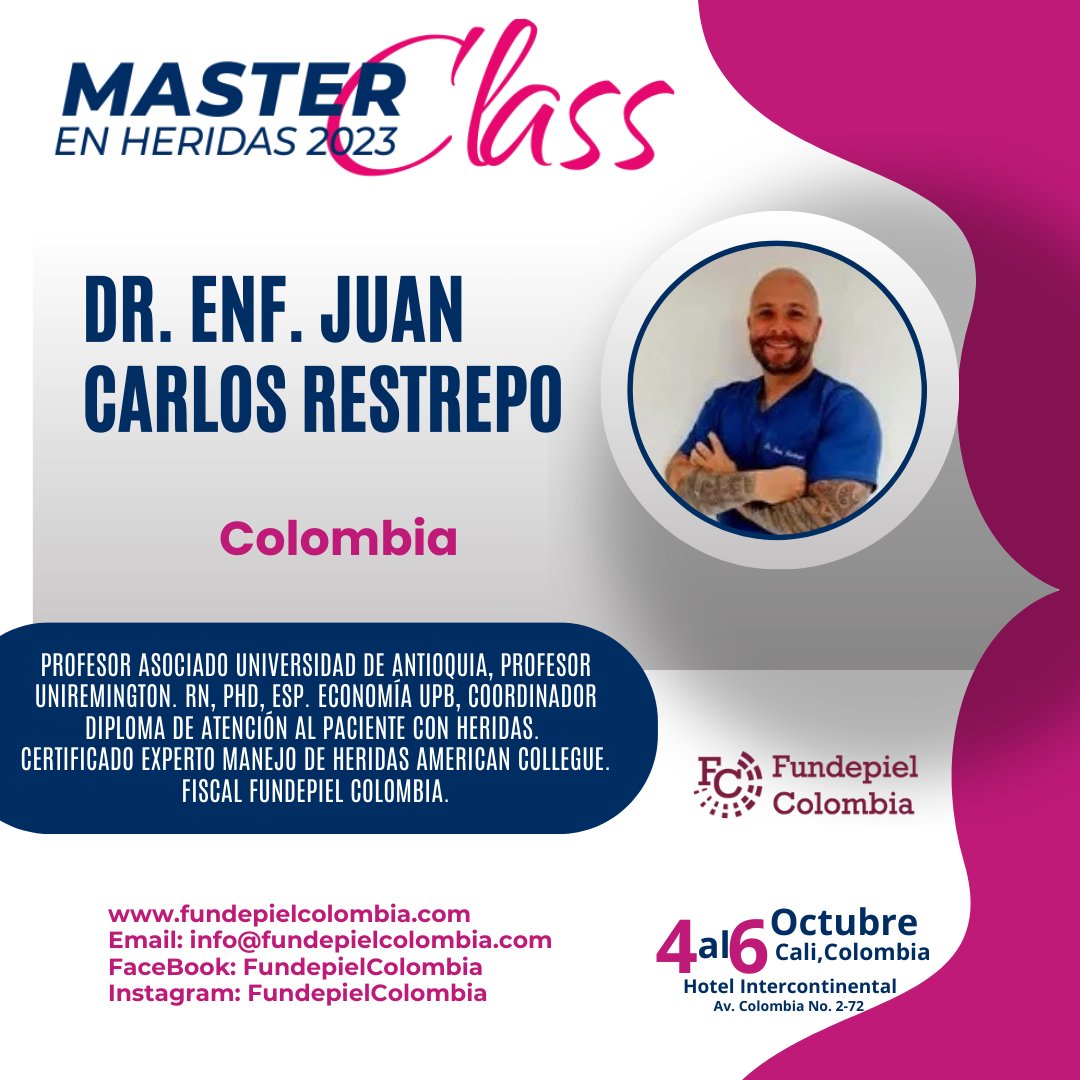 FundepielCol's tweet photo. SOLO FALTAN 5 DÍAS para interactuar con los expertos durante el Master Class en Heridas 2023.
4, 5 y 6 de octubre, Cali, Hotel Intercontinental.
https://t.co/ZhUsvPZhjg
#masterclassenheridas2023
#heridas #heridascomplejas #congreso #salud #saludybienestar #enfermeras #enfermeria https://t.co/y59QzPumUx