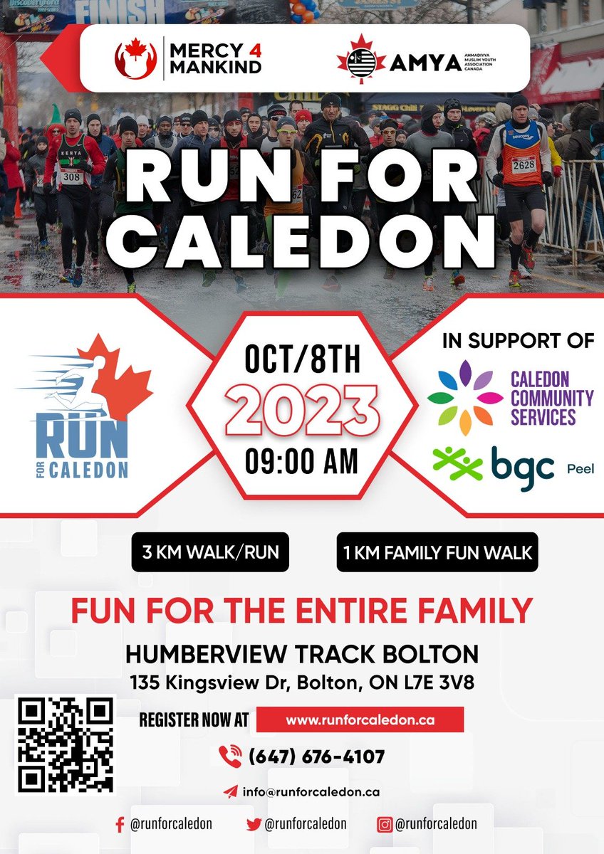 Lace up those running shoes, Caledon! Join the <a href="/RunForCaledon/">Run For Caledon</a> on October 8th, 9:00 am at the Humberview Track in Bolton. Hosted by #Mercy4Mankind and <a href="/AMYACanada/">Muslim Youth Canada</a>, this event raises funds for CCS and BGC Peel. Register today: runforcaledon.ca Let's make a positive impact!