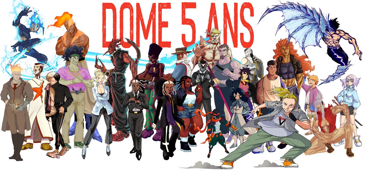 PeyraniMimo's tweet photo. C'EST LES 5 ANS DE DOOOOOME !! Pour l'occas j'ai organisé une méga collab avec pleins d'artistes, pour mettre à l'honneur le casting diversifié du manga !! Merci à tous pour vos fanarts !

#DomeAnniversary ! https://t.co/XSk8CAQWwe