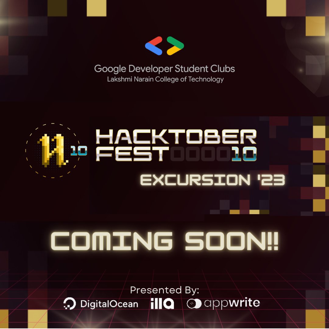 gdsclnct's tweet photo. All the coders gather around as Hacktoberfest Excursion '23 is here!🎉
📅 Date:  To be announced

🌐 Location: From the Comfort of Your Home

Get ready for an adventure like no other! https://t.co/DyldCFrAdX