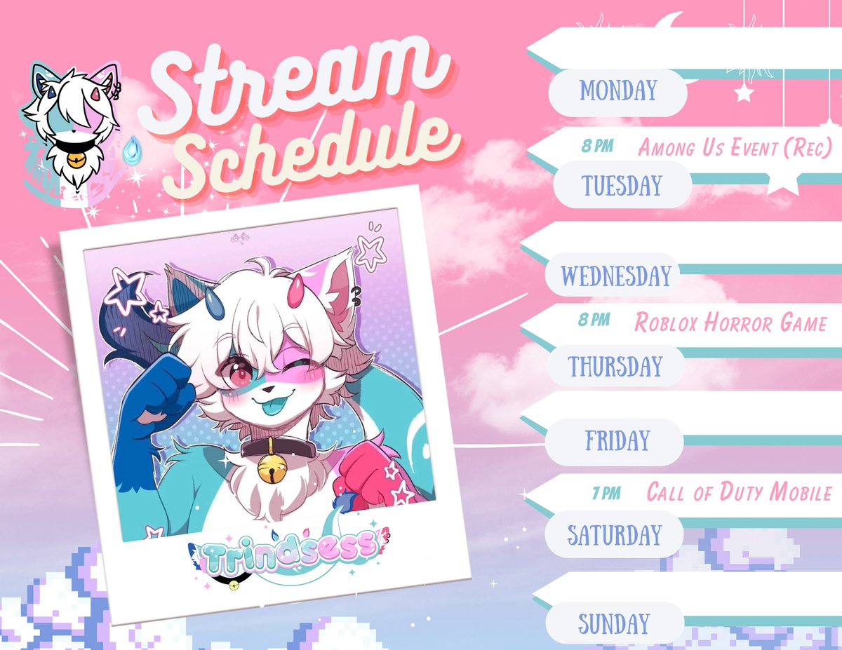 Trindsess's tweet photo. New Schedule for next week see you there!
If you want to join the Among Us Event session you need to join my discord server:
https://t.co/EeLhSW5HXA

 Maw 🥑🥑🥑🥑🥑

#furry #vtuber #furryfandom #furryvtuber #VTuberUprising https://t.co/5ZA4GWyKbZ