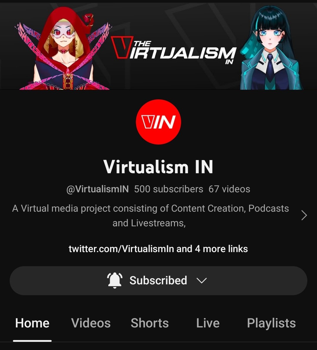 VirtualismIn's tweet photo. We finally reached the milestone of 500 subscribers 😳 thanks to everyone who tuned in for every episode of vbyts and vin podcast thanks to everyone who have supported our talents @AinaRoseVT and @MiraiMoonlight , @AspenKaiVT 
More exciting updates coming soon 😃 https://t.co/uUREuZ8wZy